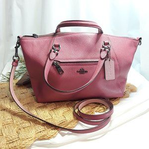 COACH Prairie Satchel 58874 Pebble Leather 2way Handbag Dark Rose Pink